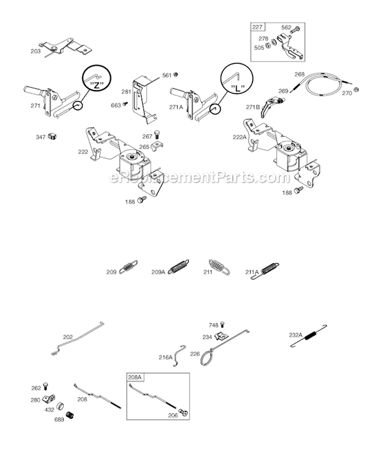 Cylinder Head Valves Gasket Set - Valve Diagram and Parts List for 351447-1077-E1  Briggs and Stratton Engine